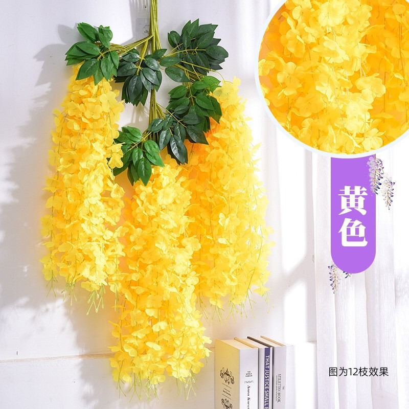 模擬藤の花ショッピングモールパーティー花結婚式の天井造園豆の花の壁家の装飾花びら造花ストリング|undefined