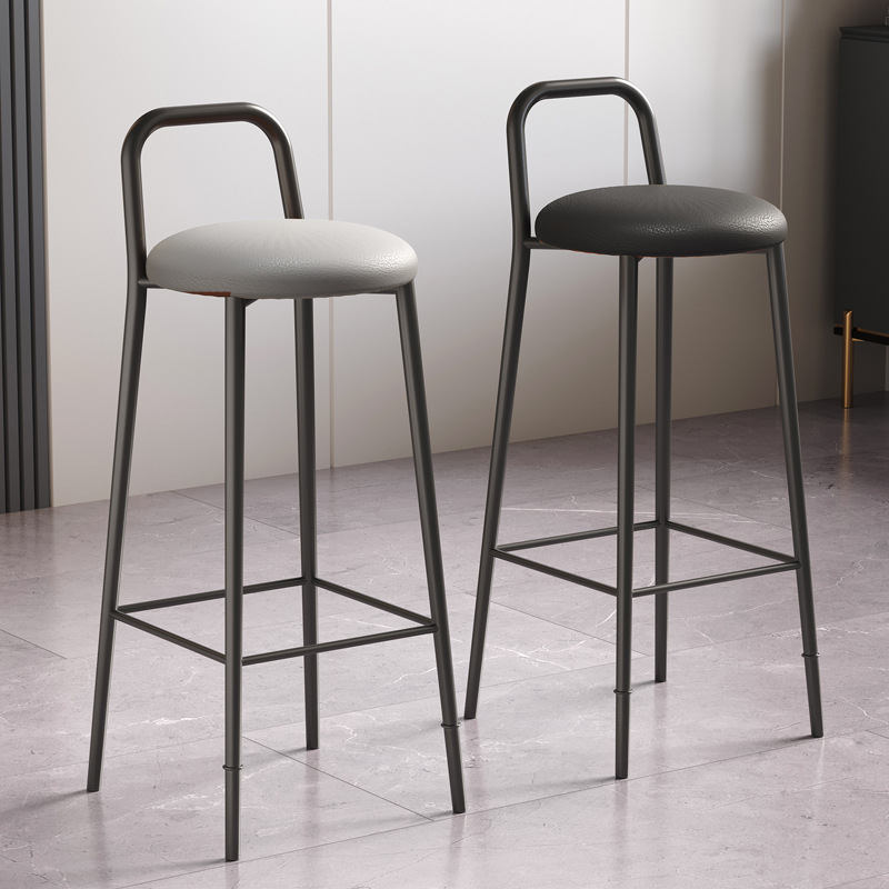 Bar Chair Modern Simple Round Stool High Chair Bar Chair Cashier Front Desk Stackable Home Bar Stool No
