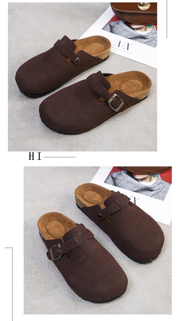 Spring 2021 European and American retro Baotou half-slipper women's cork flat flat large size casual one-step lazy lady's slipper undefined