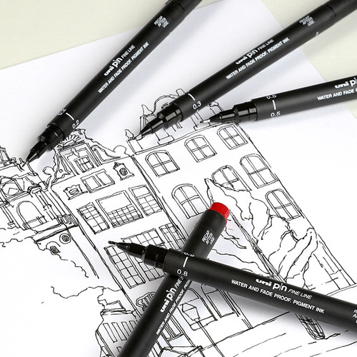 三菱PIN-200绘画针管笔漫画设计草图勾线笔 描图绘图笔 多规格 黑