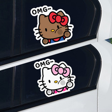 可爱卡通KT猫凯蒂猫汽车贴纸撞打玻璃个性创意车窗户车身划痕装饰