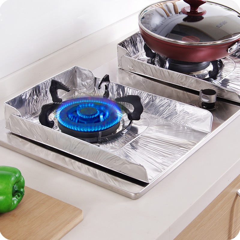 Gas stove oil-proof baffle gas stove stove oil-proof aluminum foil tin paper 2-piece kitchen stove paper insulation mat