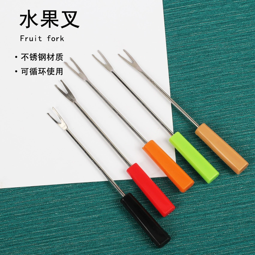 Креативная пластиковая вилка для фруктов с плоской ручкой, шоколадная вилка, аксессуары для плиты, шоколадная вилка, аксессуары для плиты из нержавеющей стали, трансграничные
