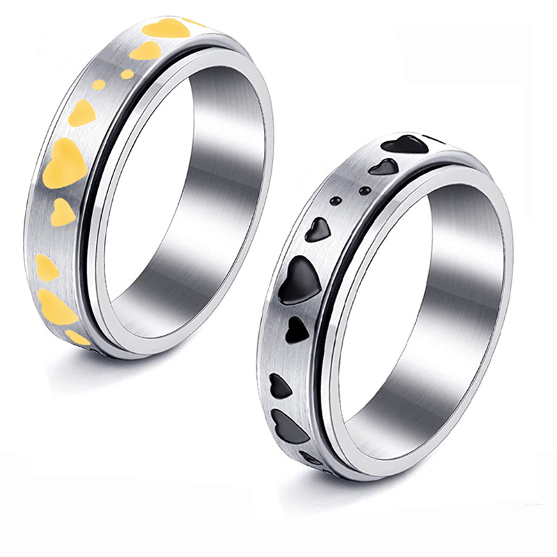 Fashion Heart Shape Titanium Steel Plating Rings 1 Piece