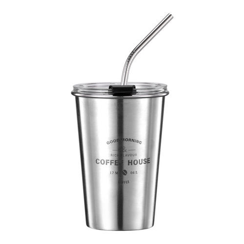 Printable LOGO Beer Cup Stainless Steel Water Cup Glass Cup Summer Cold Drink Cup Straw Cup Wholesale