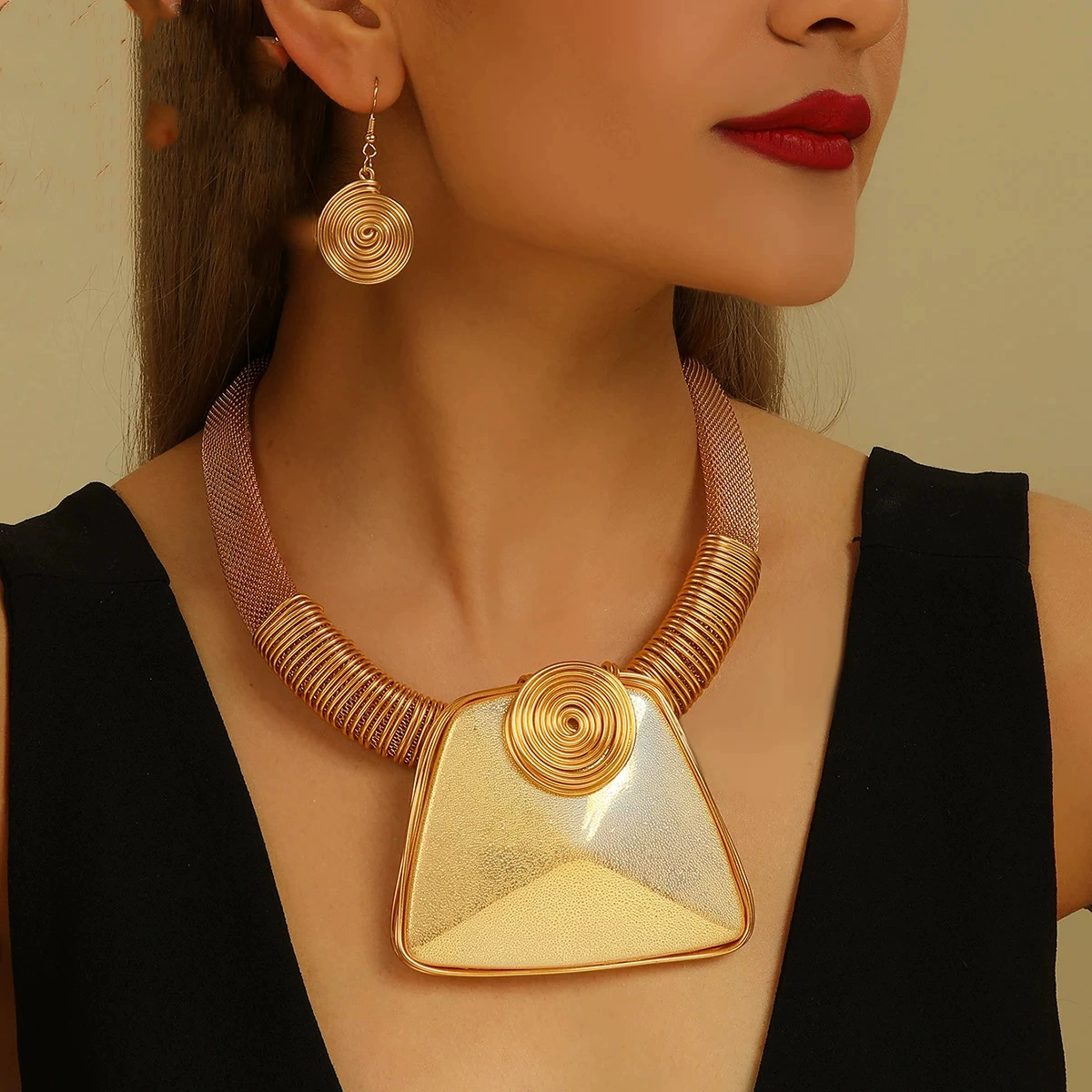 Pendant, necklace and earrings, set, accessory, European style