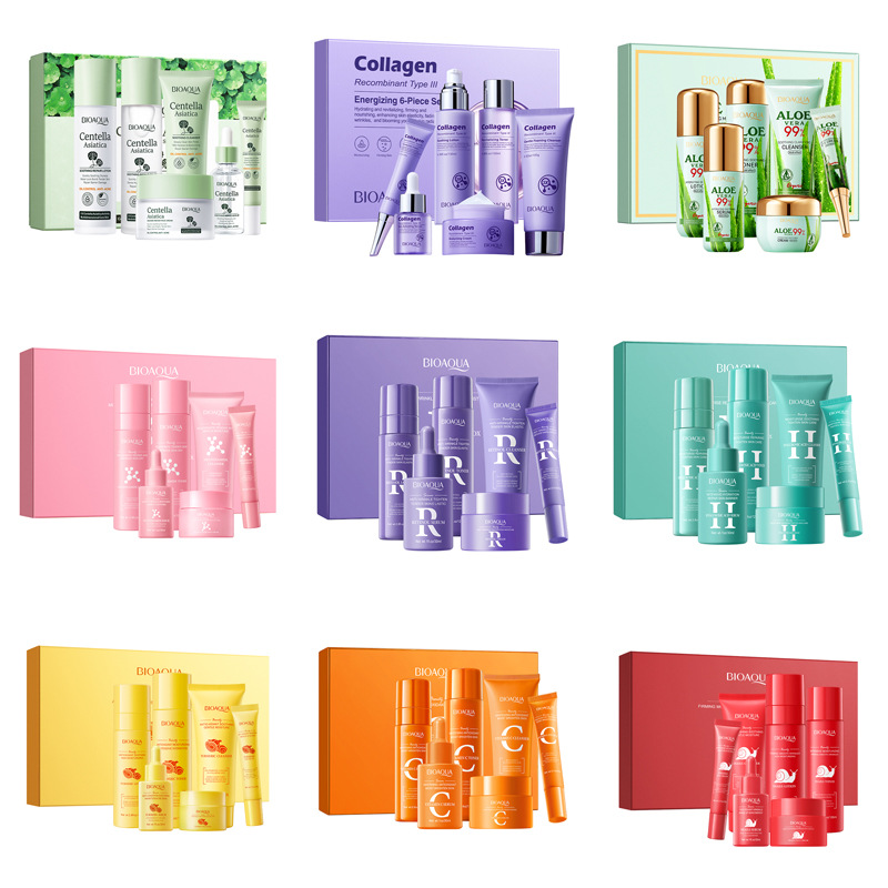 Transfronterizo BIOAOUA Aloe Vera retinol antiarrugas firmemente alta hidratación caja de regalo para el cuidado de la piel en inglés