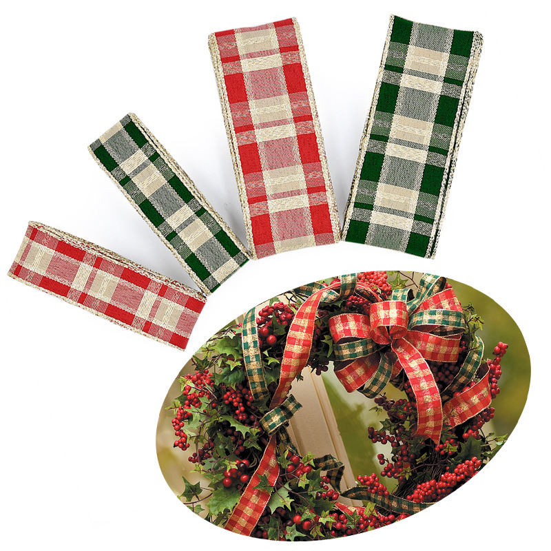 Transfronterizo nuevo oro cebolla cuadrada cinta de regalo de Navidad decoración tejida cinta jacquard borde de alambre 2 yardas