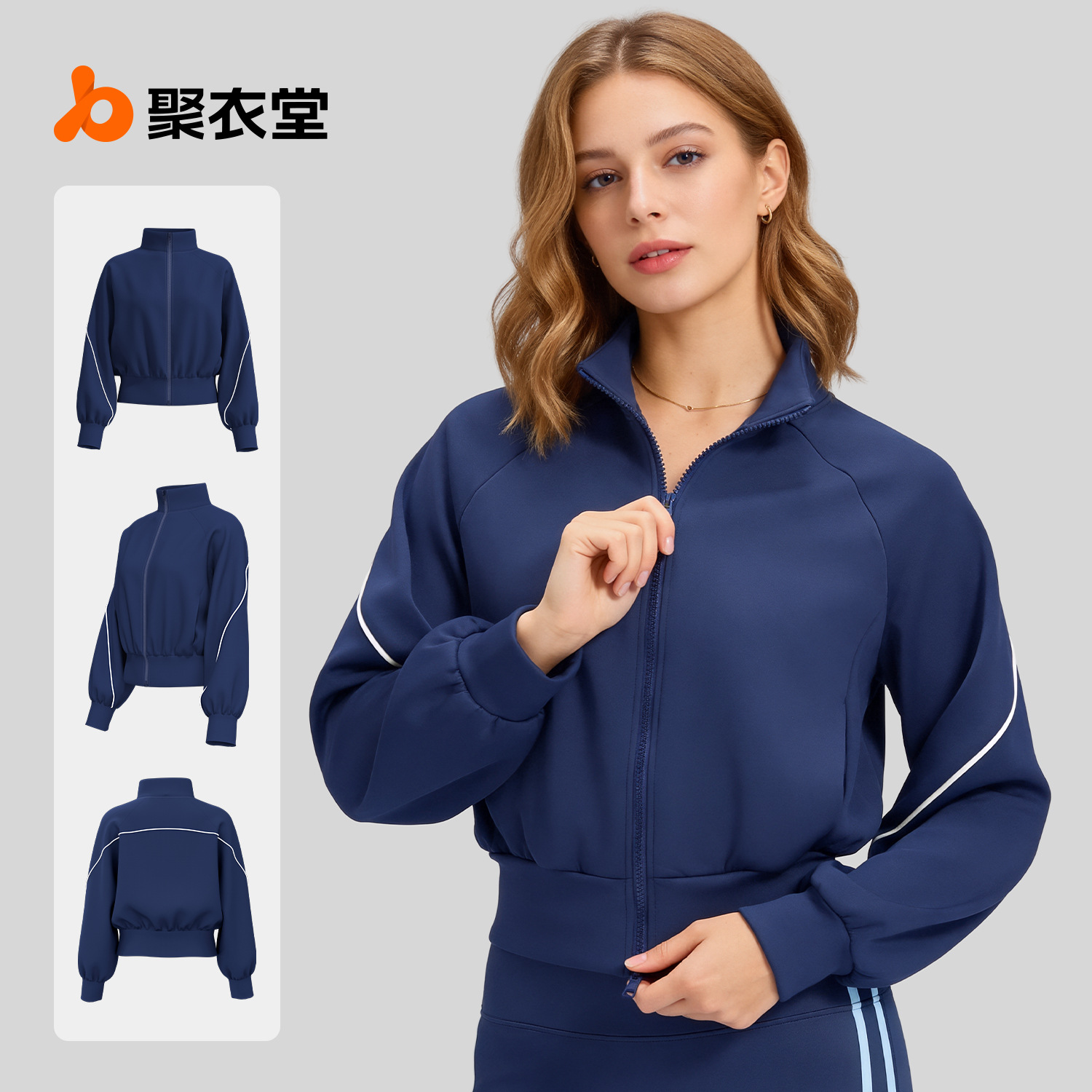 Juyi Tang otoño y invierno colchón de color de la chaqueta de vestir con cuello vertical grueso abrigo deportivo caliente y delgado para mujeres