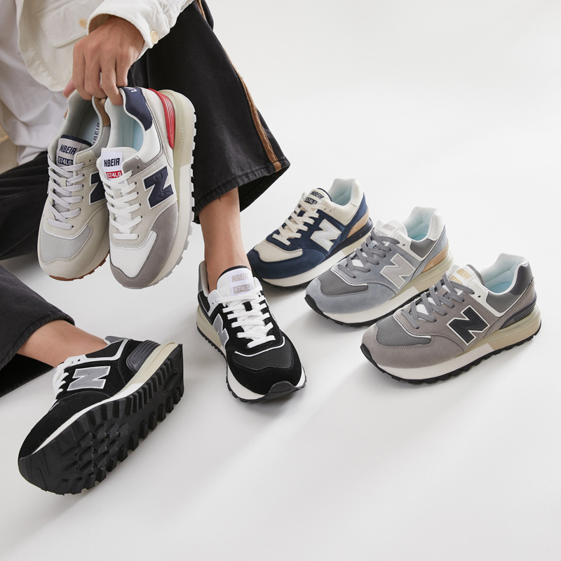 Giày thể thao unisex cổ điển tăng chiều cao đế dày phong cách Balance 574 — màu xanh đậm
