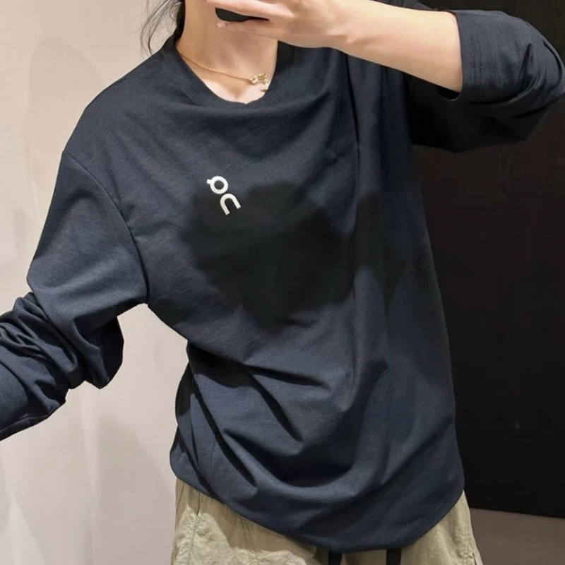 正确版昂O跑N硅胶字母印花户外骑行运动透气男女科技速干长袖T恤