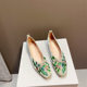 Spring and Autumn Elegant Chunky Heel Shoes Women's Korean Style New Retro National Style New Chinese Silk and Satin Embroidered Women's Low Heel Shoes