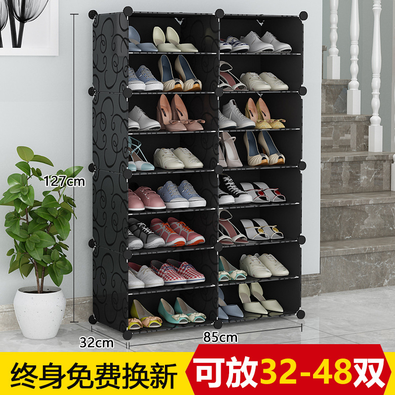 Estante de zapatos multicapa de gran capacidad gabinete de zapatos ensamblado en el hogar almacena estante a prueba de polvo en la puerta del dormitorio grande puede almacenar nórdico