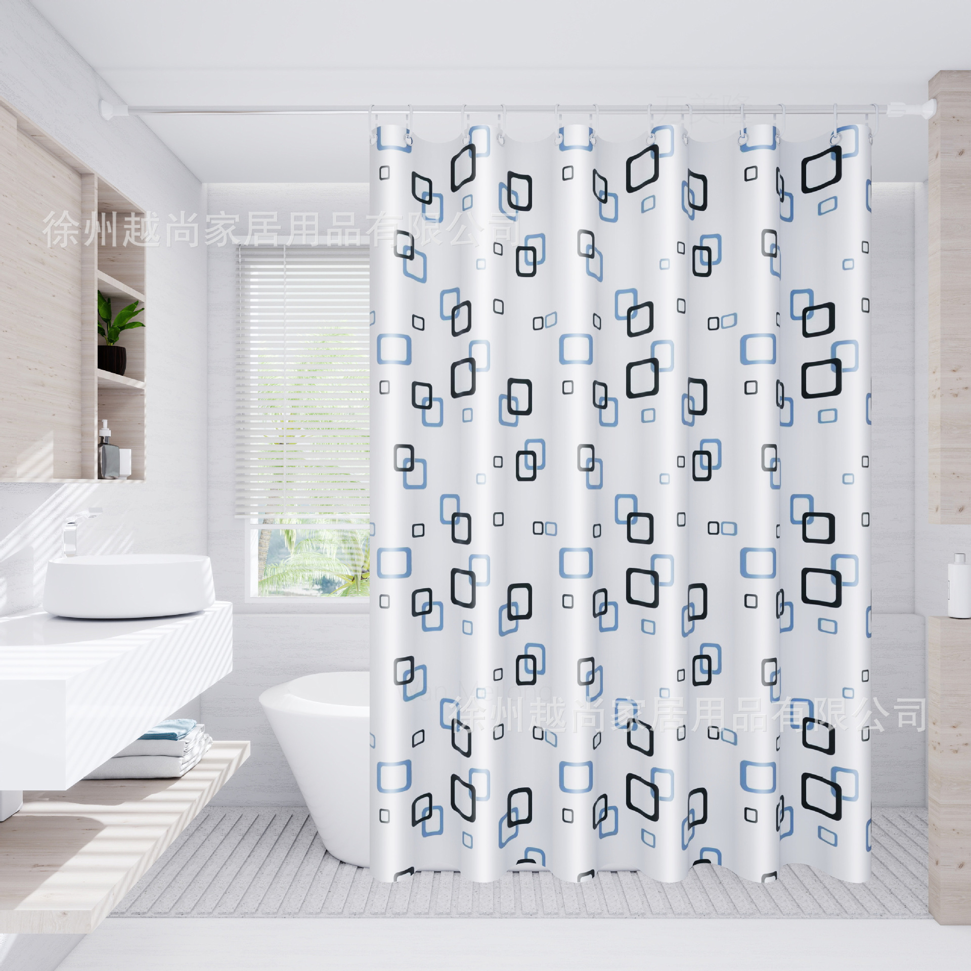 Peva Bathroom Curtain Waterproof and Mildew-Proof Curtain with Telescopic Rod, Bathroom Door Curtain, Partition for Home Use, Modern and Simple