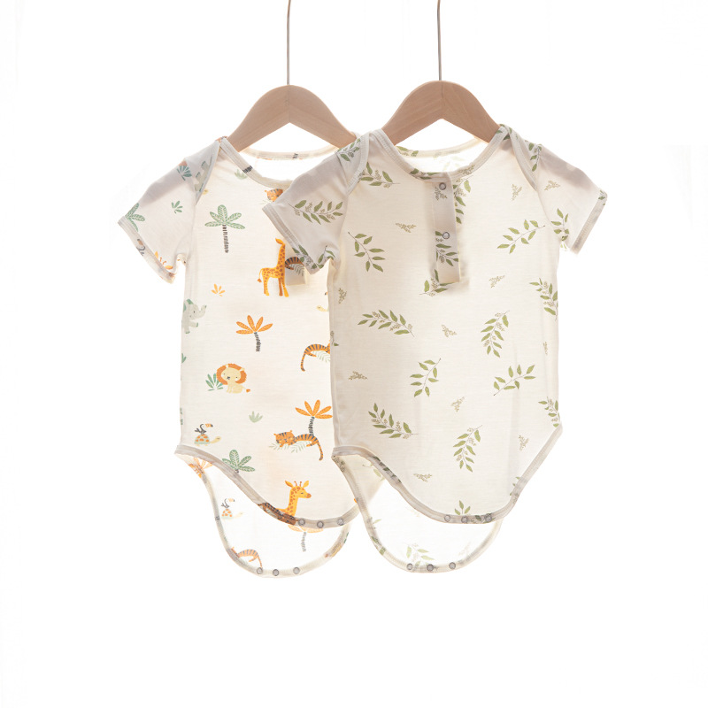 Bebé frío bambú algodón abrigo de verano bebé hombre y mujer ropa de aire acondicionado delgada camiseta de manga corta camiseta de escalada