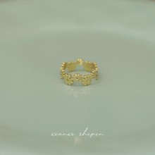 新款小雏菊切割镂空小清新太阳花朵钛钢戒指镀18k食指尾戒饰品女