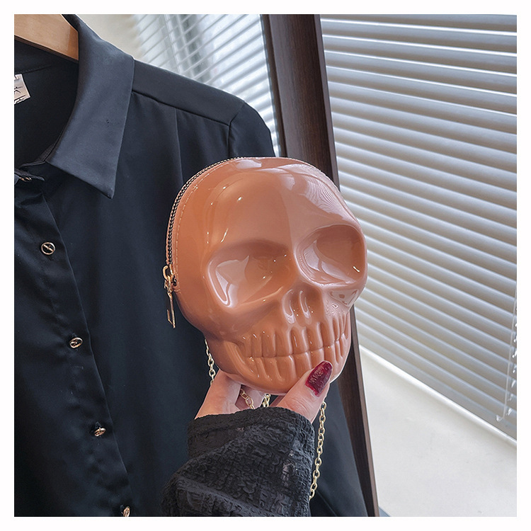 189g Weight Zipper Closure Type Single Shoulder Strap Strap Type Shoulder Bag Bags Type Casual Occasion Plastic Material Skull Pattern All Seasons Season Women's Gender Streetwear Style Oval Shape Mini Size Women's Mini Plastic Skull Streetwear Oval Zipper Shoulder Bag 44
