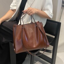 油蜡牛皮流行包女新款箱形逛街时尚零钱通勤邮差包复古百搭包真皮