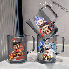哪吒うがいコップ歯磨きコップ漫画風プラスチック製ベビー子供男の子歯ブラシ歯磨きボトル女の子用ダブルドリンクデザイン