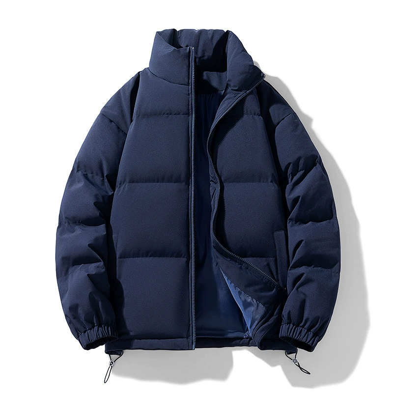 Трансграничная зимняя толстая хлопчатобумажная одежда мужская сплошной цвет повседневная пара хлебная одежда свободная мужская куртка хлопчатобумажная одежда оптовая продажа