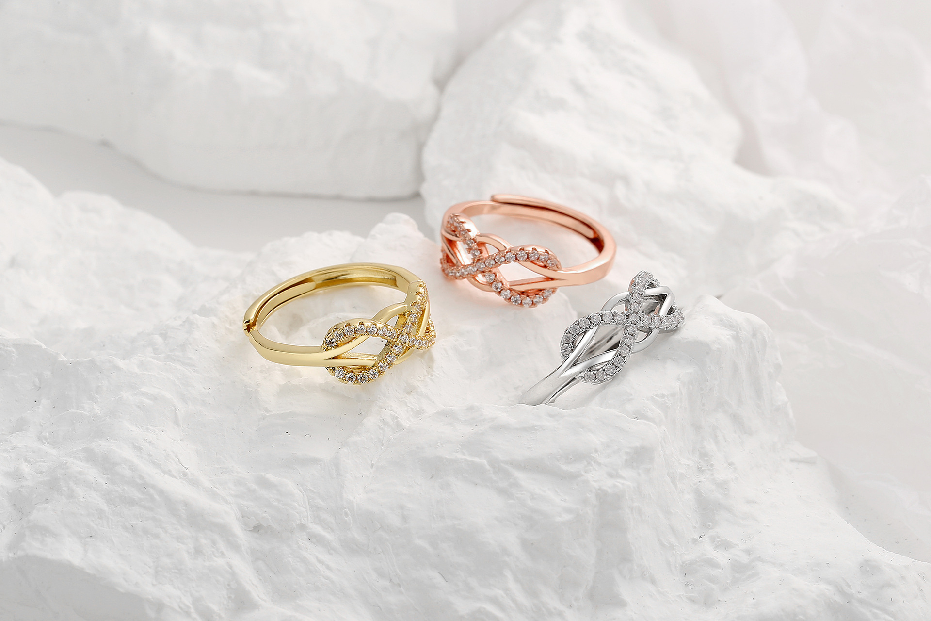 Fashion Number Copper Inlaid Zircon Rings