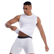 男士坎肩背心速干宽肩打底无袖背心 夏季篮球运动跑步训练暴汗服