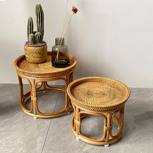 Vietnam Rattan Bay Window Coffee Table Balcony Low Table Tea Table Japanese Tatami Small Table Ins Picnic Round Table