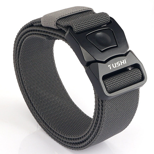 New men's casual versatile workwear nylon belt outdoor training quick release buckle tactical elastic belt