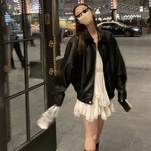 HEYGIRL黑哥 xi皮少女爱自由 pu复古黑色皮衣外套女夹克上衣