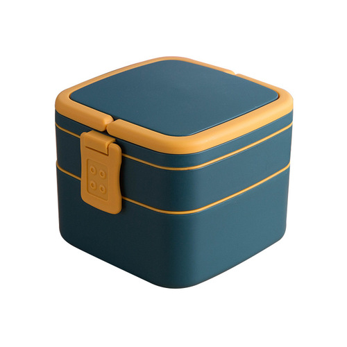 Japanese double-layer portable lunch box with lid office lunch box student lunch box multi-layer microwave heating