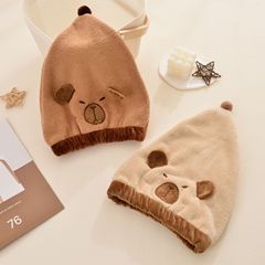 かわいいカピバラプリンセスハットコーラルベルベットクラスA厚みのあるヘアドライキャップ女性用超吸収性速乾ヘアドライタオル