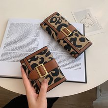钱包女跨境热卖新款豹纹钱包三折短款钱包时尚质感长款女士卡包