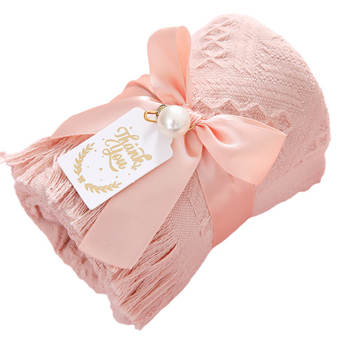 Wedding Creative Tassel Gift Towel Wedding Return Gift Ribbon Bath Towel Wedding Souvenir Cotton Embroidered Logo