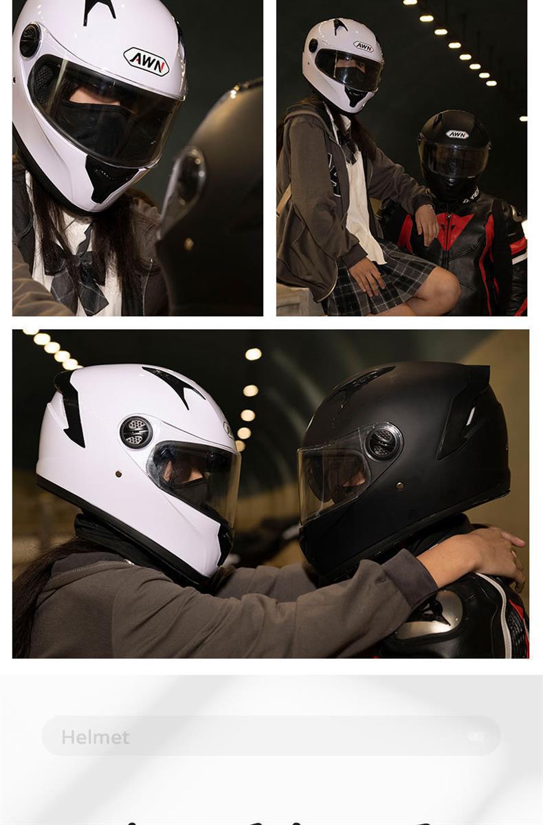 Full Face Motorcycle Helmet with Dual Lens, Detachable Neck Guard