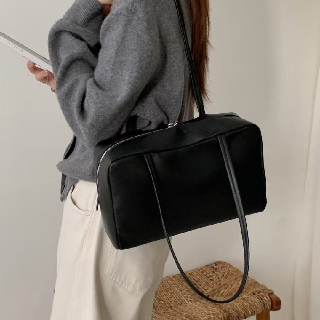 Autumn/Winter Niche Retro Sheepskin Briefcase Genuine Leather Women's Bag 2025 New Large Capacity Versatile Shoulder Handbag - Thumbnail 3