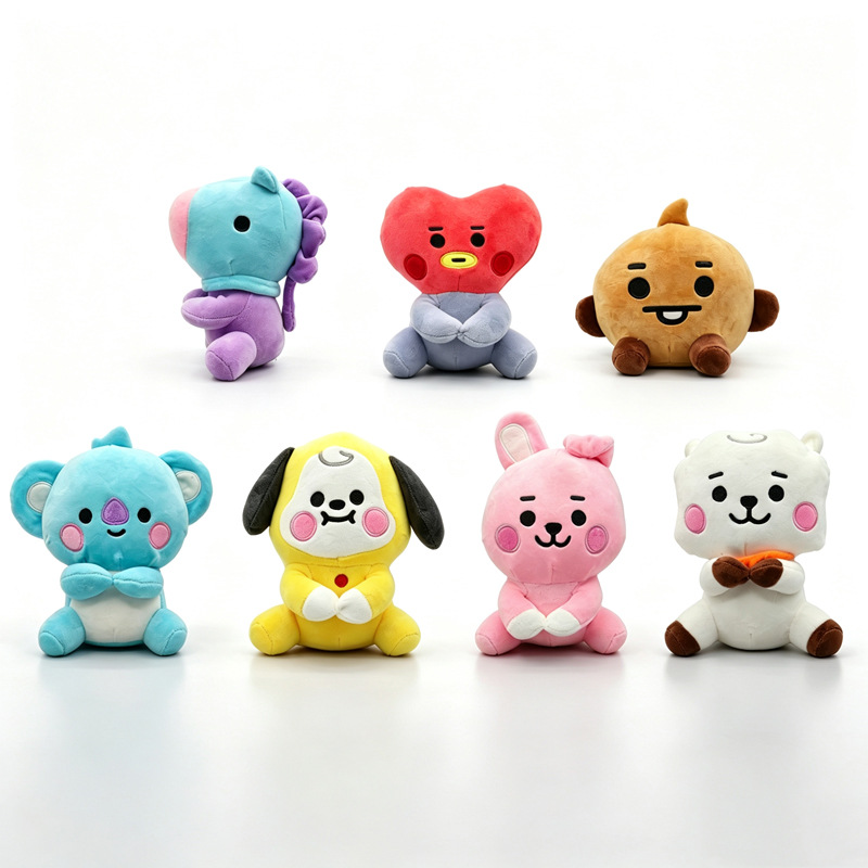 Korean trendy new small animal plush toys: pink rabbit, yellow dog, cute plush hanging ornaments for claw machines