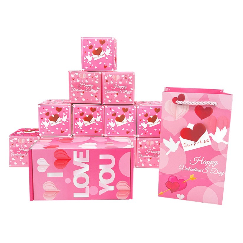 Día de San Valentín sorpresa Bounce caja te amo ciego caja aniversario regalo para niñas pareja creativa caja de regalo sobre rojo