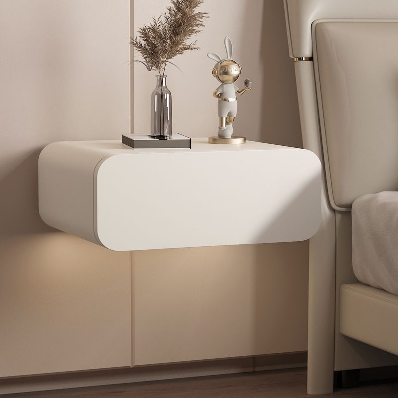 All Solid Wood Suspended Bedside Table Bedside Table Minimalist Style Internet Celebrity Cabinet Storage White Hanging Light Luxury Wall-Mounted Bedside Table
