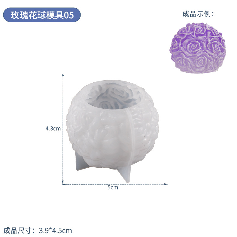 Multi-especificación DIY ronda de cristal resina epoxi Rose Ball vela Mesa Redonda de bolas de silicona molde de aromaterapia molde