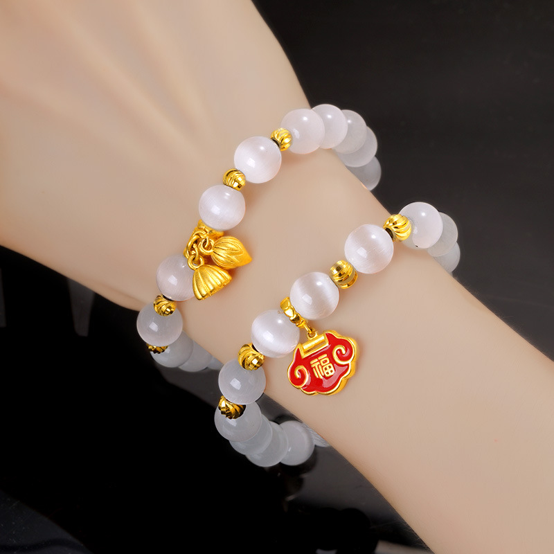 Nuevo oro plateado Lucky Lotus pulsera de esmalte de color, vintage pulsera de la suerte para las mujeres, al por mayor