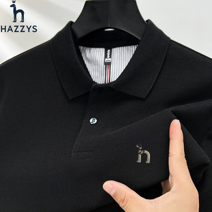 Haggis Cotton Short-sleeved T-shirt 2024 Summer New Business Casual Fashion Men's Solid Color Lapel Polo Shirt