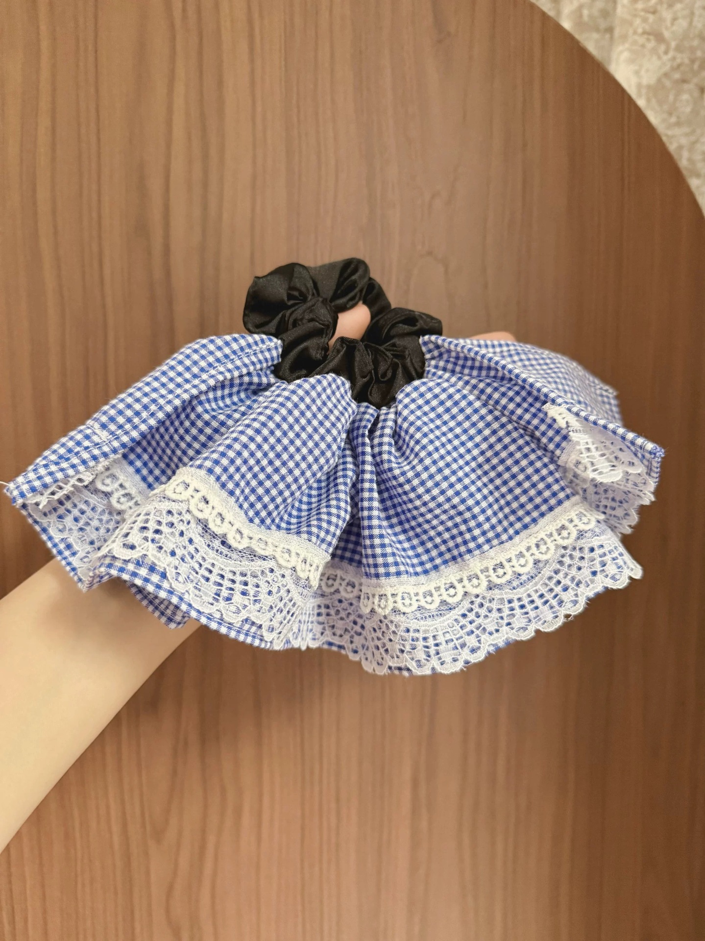 Primavera y verano, esbeltas nubes de color crema francesa de alta calidad, lazo para el cabello grande, cola de caballo, lazo de intestino grueso, tocado, flor para la cabeza