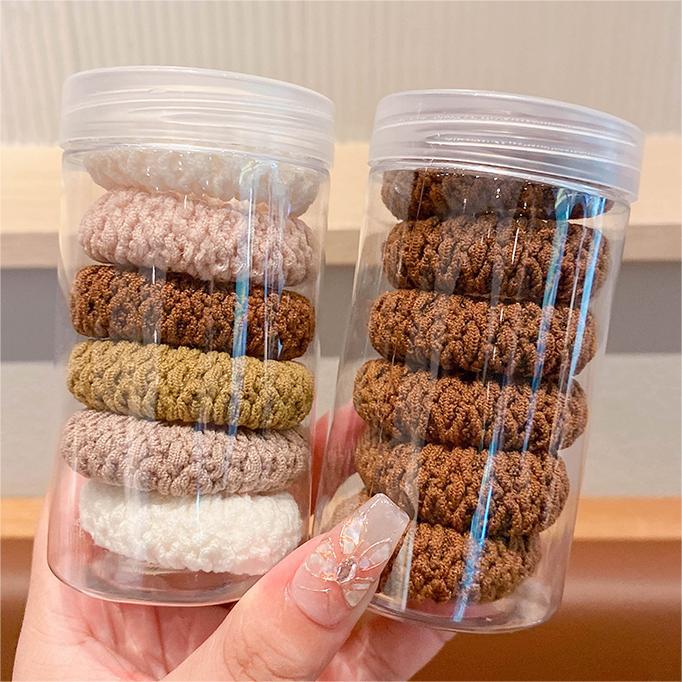 Corea del Sur nueva cuerda de pelo niñas Otoño e Invierno serie marrón toalla anillo niña alta elasticidad no duele tocado de pelo accesorios para el cabello