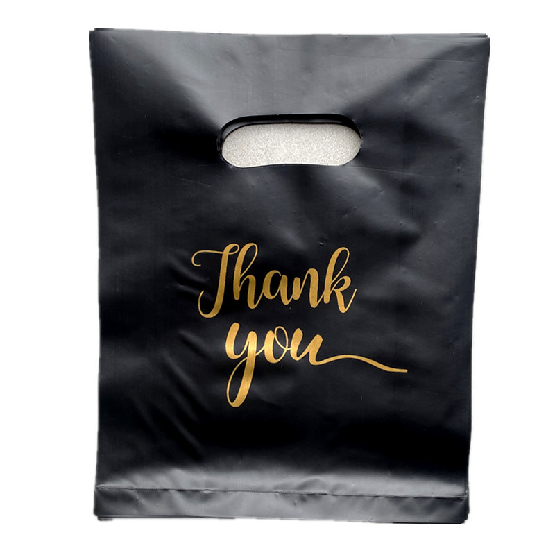 En stock bolsillo plano de cuatro dedos bolsa de plástico portátil Negro Bolsa de ropa bolsa de embalaje de regalo de espesor medio transfronterizo al por mayor