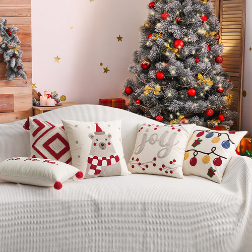 Christmas ins style decorative embroidery pillow Christmas party cushion living room sofa bedside cushion cover wholesale
