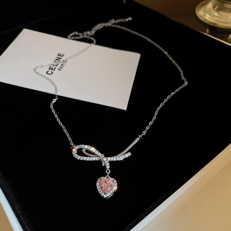Neue INS Wind Mang Stern Zirkon Bogen Halskette Koreanische Süße Design Anhänger Pendler Stil Kragen Kette Weibliche_voghion.com