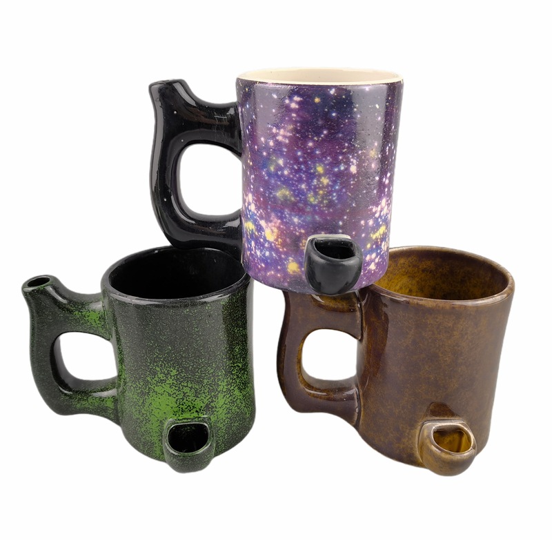 Taza de café de pipa de cerámica clásica Taza de café de pipa de cerámica transfronteriza Taza de café de cáñamo negro para fumar Taza de café