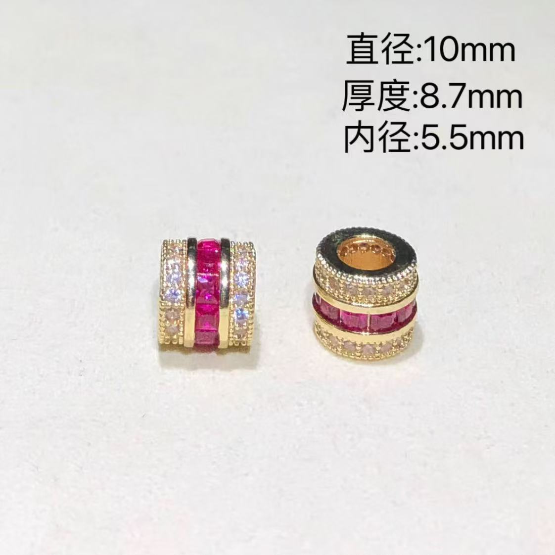 14K Gold-Filled High Color Retention Jewelry Crystal DIY Accessories Colorfulful Zircon Large Hole Spacer Beads Bracelet Necklace Accessories