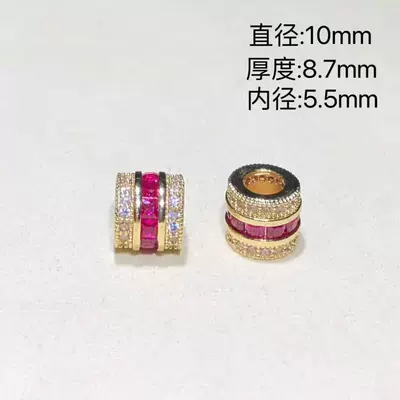 14K Gold-Filled High Color Retention Jewelry Crystal DIY Accessories Colorfulful Zircon Large Hole Spacer Beads Bracelet Necklace Accessories (Zərgərlik ara hissələri) - golden-rose-red-10mm