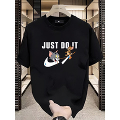 New 2024 Summer High-Quality Short-Sleeve Men's T-Shirt American Streetwear Brand Half-Shirt Personalized Versatile Printed Cotton T-Shirt